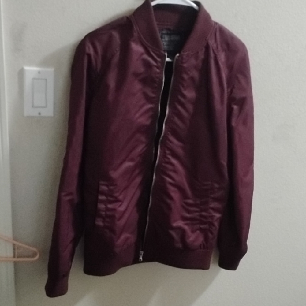 Men's Burgundy Bomber Jacket